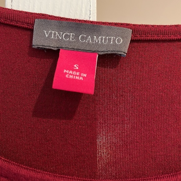 Vince Camuto top, color is burgundy. Sleeves are sheer - Picture 2 of 4